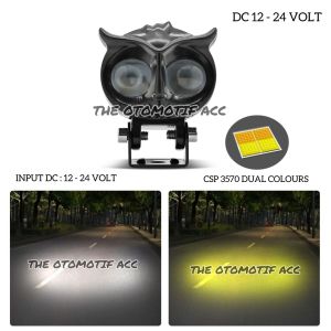 Lampu Sorot Tembak Laser Gun Mini OWL LED D2 untuk Mobil & Motor 20Watt 2 Warna Putih Kuning