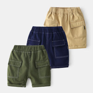 Quần Short Nam Mùa Hè 2025 Quần Năm Điểm Thời Trang Thường Ngày Cho Bé Trai Quần Cotton Cạp Vừa Màu Trơn Phong Cách Mỹ