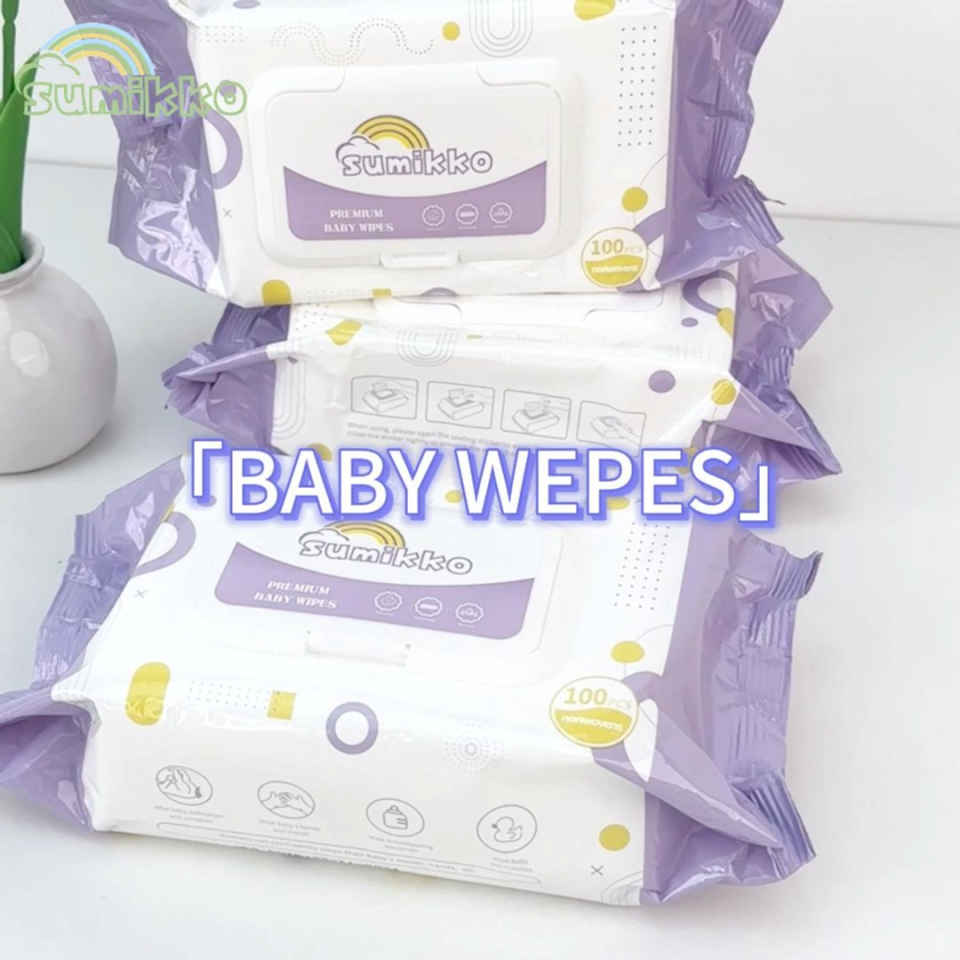 Sumikko 5 Packs x 100 Sheet No-Alcohol Gentle Baby Wet Wipes Disposable Cotton Odorless
