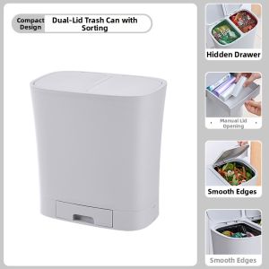 Double Layer Sorting Trash Can Extra Large with Lid for Tight Spaces