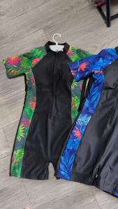 Bikini đồ bơi nữ đi biển 1 mảnh áo nữ liền thân đùi tay ngắn kèm mút mỏng có khóa kéo freesize chất liệu thun lạnh BINSPORTS BHV215