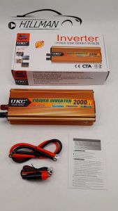 UKC Plusbat อินเวอร์เตอร์เครื่องแปลงไฟรถยนต์เป็นไฟ AC 2000W 12V/200V พร้อมพอร์ต USB และช่องเสียบไฟ AC