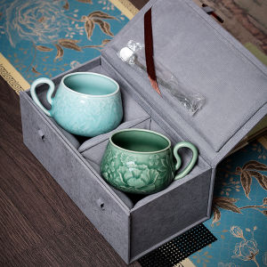 แก้วกาแฟเซรามิกสไตล์จีน แก้วนมใบไม้สีเขียว แก้วชาดอกเดซี่ดอกไม้หลายดอก แก้วกาแฟเซรามิกระดับไฮเอนด์