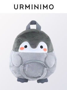 Cute Penguin Plush Backpack Soft Doll Autumn Winter Fashionable Casual Bag for Women Velvet Material Polyester Lining Washable