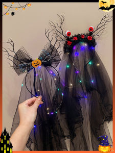 เครื่องประดับผมแบบใหม่สำหรับเด็กผีสีดำ ผ้าคลุมศีรษะสำหรับเด็กผู้หญิง สไตล์สัตว์ประหลาด หมอนบุผ้าฝ้ายโพลีเอสเตอร์ ฤดูใบไม้ร่วง 2023