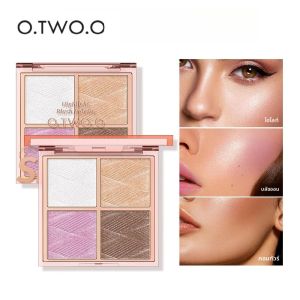 O.TWO.O Highlighter Blush Makeup Palette กันน้ํา Long Lasting Lighten Skin Shimmer Contour แต่งหน้า Bronzer เครื่องสําอาง