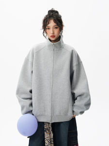WUKONGYOUHUO | Áo Hoodie Cổ Đứng Zip-up Mỹ