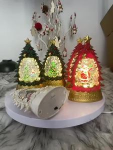 Christmas Phone Booth Snowman Santa Claus Automatic Blizzard Light Water-Filled ephone Booth Christmas Tree Candles Locomotive Xmas Gift for kids
