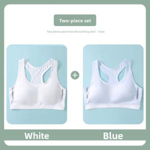 Miiow | Cat Girl Pre-Development Stage Girls Sports Bra Summer Thin Shockproof Vest Student Underwear Full Cup Nylon Fabric Fixed Strap