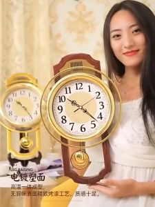 HOL 16 Inch European Vintage Swing Wall Clock Living Room Simple Fashion Bedroom Silent Quartz Clock