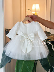 Baby Girl White Dress Flower Girl Baby Full-Year Princess Dress Classy Custom Gauze Dress Childrens Pettiskirt Dress