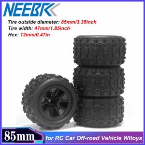 4PCS 85mm 12mm Hex Rubber Wheel Tire Wear-resistant Tyre for RC Car Off-road Vehicle Wltoys 144001 HBX 16889 16890 SCY 16101 PRO