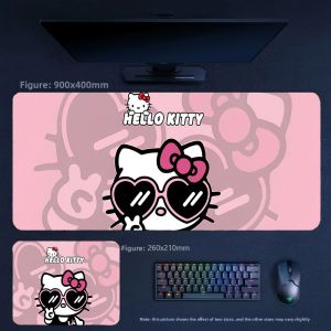 Sanrio | High Quality Mouse Pad Cute Large Size 90x45cm Non-slip Wrist Table Mat High-value Desktop Hello Kitty Series Leather Mouse Pad
