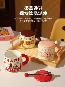 Cốc Cà Phê Sáng Bằng Gốm Sáng Tạo Có Nắp Và Thìa Cốc Nước Ngọt Dễ Thương Cốc Đựng Sữa Cốc Đựng Nước Dùng Cho Gia Đình