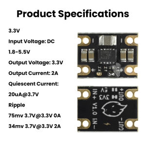 TPS63802 Mini Lithium Battery Buck-Boost Module DC 1.8-5.5V Input 2A/1A 3.3/5V Buck Boost Output Battery Buck Boost Module