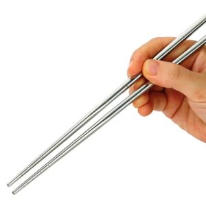 1 Pair Stainless Steel Chopsticks Reusable Sushi Chopsticks Set Non-slip Chinese Food Metal Sticks