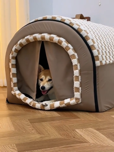 HATELI ที่นอนอุ่นสำหรับสุนัข ใช้งานได้ 2 แบบ บ้านแมวในบ้านพร้อมพรมขนนุ่ม บ้านถอดซักได้ พื้นกันลื่นสำหรับแมวและสุนัขทุกขนาด ที่นอนนุ่มสำหรับสุนัข