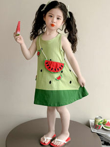 Fashionable Summer Vest Dress for Little Girls Korean Style Mid-Length Skirt Cute Girls Clothing Casual Style Soft Fabric
