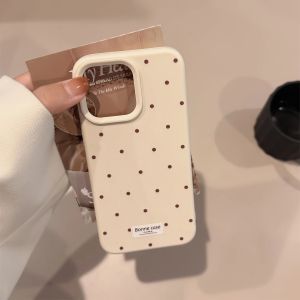 Korean INS Style Minimalist Polka Dots Phone Case for IPhone16 15 14 12 13 11 Pro ProMax Plus X XR Shockproof Phone Cover