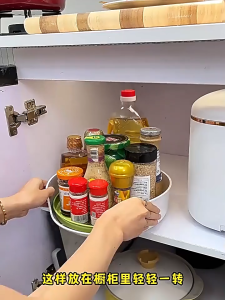 ถาดใส่เครื่องปรุง ชั้นเก็บเครื่องปรุงรสแบบหมุนได้ 360° ซอสและน้ําส้มสายชู วางเครื่องปรุง การจัดเก็บข้อมูลจำนวนมาก