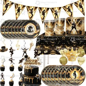 Beast Kingdom | Michael Jackson Birthday Party Supplies Set Tableware Plates Cups Napkins Tablecloth Baby Shower Party Favor Gifts Decorations