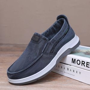 SHIPAILUO | Beijing Mens Canvas Shoes Breathable Casual Jeans Soft Bottom Anti-slip Summer Slip-On Round Toe Flat Heel Solid Color Footwear