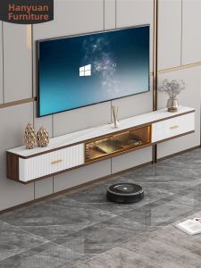 HANYUAN | Hanging Luxury Rock Slab TV Cabinet Set For Small Spaces