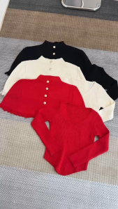 MODAMYTH OS07 - Atasan 2IN1 Set Wanita Model Rumbai Dada Rajut Premium Lengan Panjang Knitwear Korean Style Kekinian