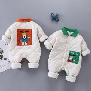 ชุดบอดี้สูทเด็กทารกแบบใหม่ฤดูใบไม้ร่วงและฤดูหนาวรอมเปอร์สูทผ้าฝ้ายแบบบางใส่ด้านนอกสำหรับเด็กทารกเสื้อผ้าให้ความอบอุ่นบุขนน่ารักสุดๆ