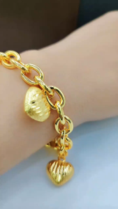 Highquality Xuping Bangkok Gold Plated Triple Heart Dangle Bracelet Hypoallergenic Nontarnish
