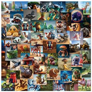 80 แผ่น ติดกระดาษสติกเกอร์ หนังสือเล่าเรื่องสัตว์ป่า ตกแต่ง ไม่ต้องสงสัย สร้างสรรค์ ติดได้ดูดซับน้ำ แผ่นสติกเกอร์ ลายการ์ตูน ตลก