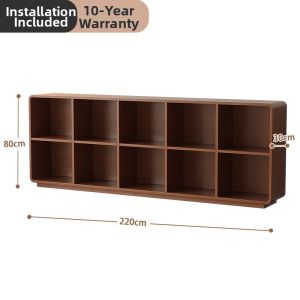Retro Style Storage Cabinet Wood Grid Bookcase for Living Room