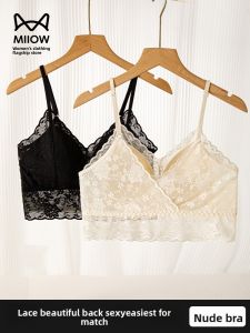 Miiow | MiiOW Lace Bralette Womens Underwear Top 2025 New Summer Anti-Light Innerwear With Chest Pad Base Tank Top Nylon Spandex