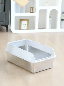 Large Stainless Steel Cat Litter Box High Fence Cat Toilet With Free Cat Litter Scoop Easy To Clean
