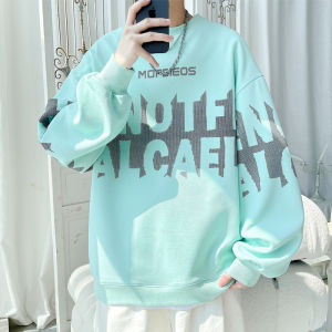 เสื้อฮู้ดคอกลมพิมพ์ลายลายไม้ผลิใหญ่สำหรับผู้ชาย เสื้อแจ็คเก็ตลำลองสำหรับคู่รักในช่วงต้นฤดูใบไม้ร่วง เสื้อผ้าผู้ชายสไตล์เกาหลี