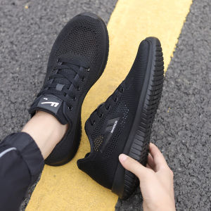 Mens Sport Shoes Mesh Work Shoes Lightweight Wear-resistant Non-slip Black Spring Autumn Casual Shoes Comfortable Footwear