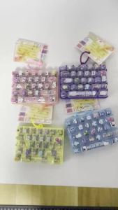 Bandai | New Candy Color Fidget Keycap Clicker Keychain Cute 26 Keys Stress Relief Keyboard Toy Bag Pendant Cartoon Fidget Key Ring