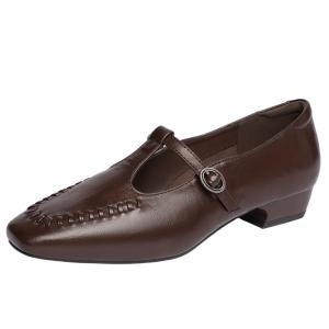 Josiny | Elegant French Style Mary Jane Shoes Square Toe Coarse Heel