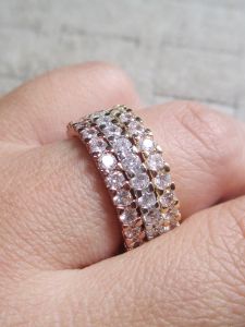 Full Circle Simulated Diamond Zircon Ring 3mm Fashionable Luxury Cluster Star Strip Ring Stackable Finger Ring Jewelry