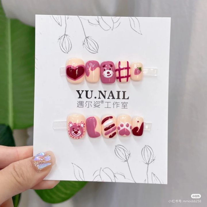 Sticker dán móng tay nail Gấu dâu và Thỏ hình thú dễ thương | Shopee Việt  Nam
