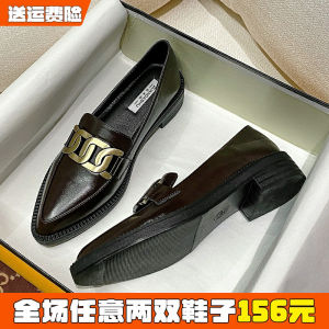 รองเท้าส้นแบนหัวแหลมสำหรับผู้หญิง Miva แฟชั่นฤดูใบไม้ร่วงและฤดูหนาว พื้นหนา สวมใส่สบาย รองเท้าลำลอง สีพื้น หนังวัวแท้