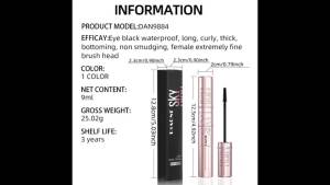 DIAONI Black Waterproof Volumizing Mascara - Sky-High Curl Smudge-Proof Lengthening Long-Lasting Makeup for Eyes