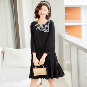 New 2024 Summer Womens Lace Splice Dress Buttoned Sleeveless Midi A-Line Gown Elegant Lady Commute Pure Color plus Size Flag Robe