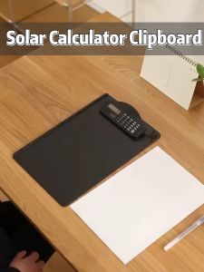 Smart Calculator Clipboard Thickened Clip Board Writing Board with Scale Black Clip Pad A4 Board Clamp Solar Charging