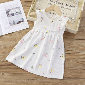 Váy Mùa Hè Cho Bé Gái Bằng Vải Cotton Nguyên Chất Váy Công Chúa Mỏng Cho Bé Gái Váy Chữ a Tay Ngắn Thoải Mái Thoáng Khí Cho Trẻ Em