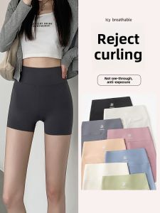 Womens Yoga Safety Shorts Thin Summer Outdoor Wear Three-Quarter Length Belly Slimming Hip Lifting Anti-Light Bottom Shorts