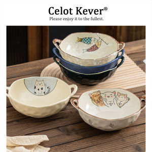 Underglaze Double Eared Soup Bowls with Handle