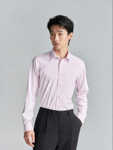 Mens Business Long Sleeve Shirt Pink