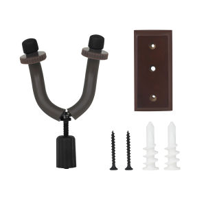IRIN | JYX-407 Walnut Wood Guitar Wall Mount Hanger Sturdy Metal Hook with Rubber Coating 2 Expansion Screws for Guitar Bass Ukulele
