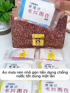 1 Áo Mưa Nylong Dùng 1 Lần Dạng Nén Mini Bỏ Túi Tiện Lợi